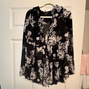 Free People Sheer Black Mesh Top